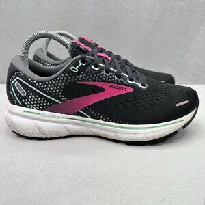 Womens Size 8 (B) Brooks Ghost 14 Shoes Black / Pink Athletic Running Sneakers